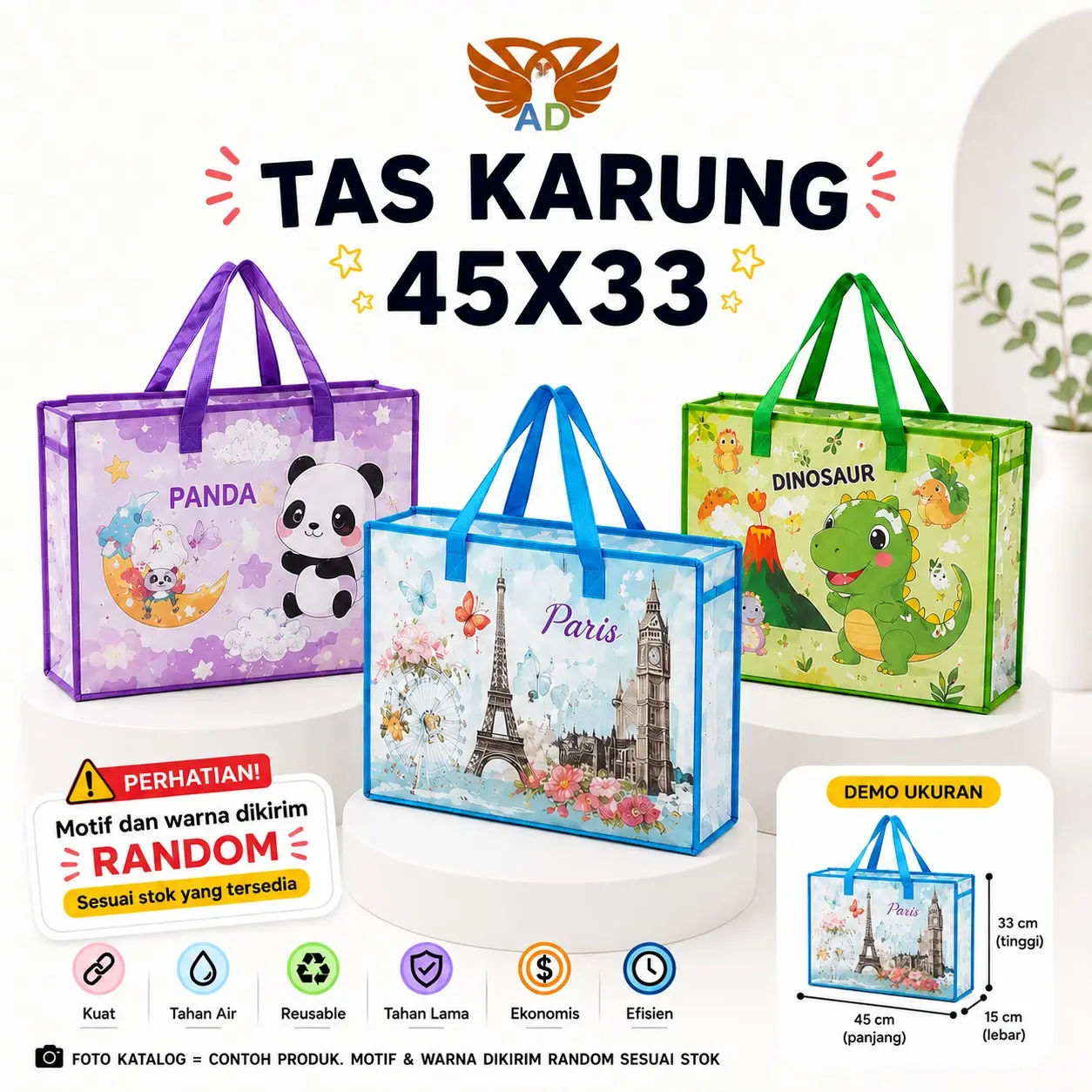 TAS KARUNG RANDOM MOTIF DAN WARNA TAS MINI JUMBO UKURAN 45X33 CM TAS SOUVENIR TAS LAUNDRY