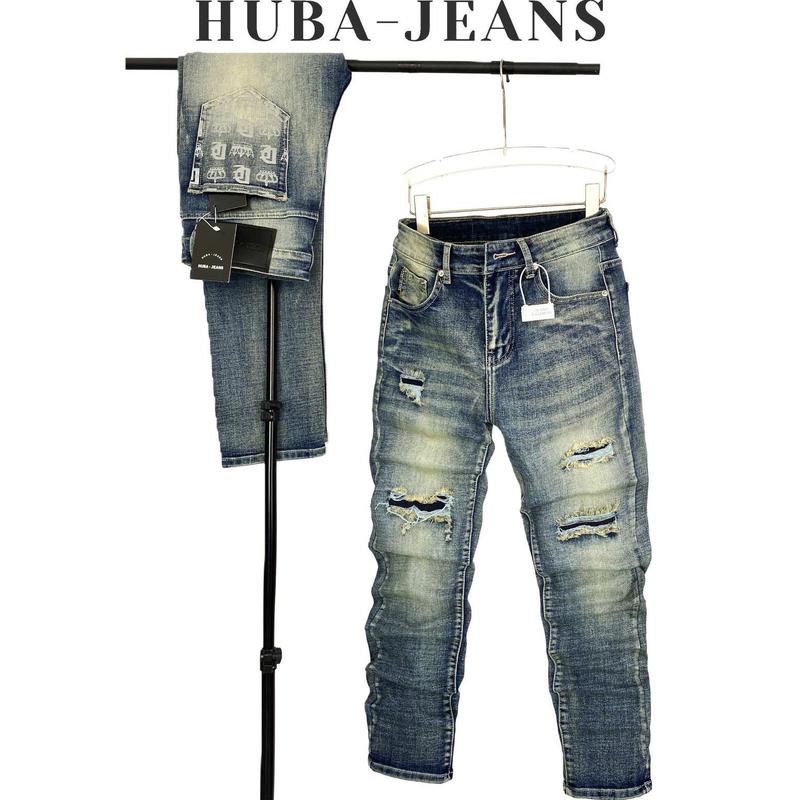 HUBA-JEANS Quần Jean Nam Cao Cấp Vải Jean Skinny Co Giãn 4 Chiều Form Ôm Sang Trọng Menswear Pants Có Túi Denim Chất Liệu Dày Dặn Mềm Mịn Thấm Hút Mồ Hôi