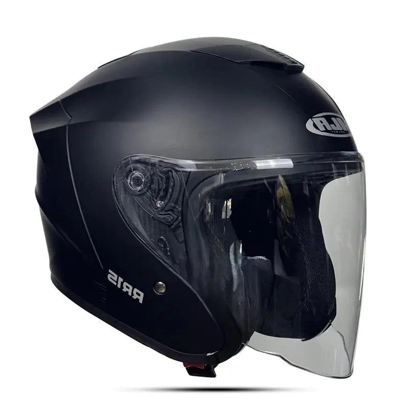 Helm Half Face Mla KAIROZ 2 Solid Hitam Doff Kaca Visor Bening Terbaru Helm Dewasa Pria Wanita SNI - Pelindung Kepala Motor - Motorcycle