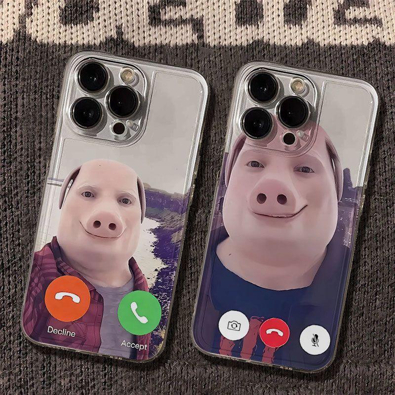 24 giờ giao hàng | Ốp lưng trong suốt chống vàng chống rơi, họa tiết John Pork đang gọi điện meme hot trend, phù hợp tất cả dòng iPhone