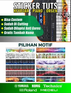 STIKER TUTS KEYBOARD ORGEN PIANO YAMAHA KORG ROLAND DLL bisa tambah nama dan gambar sesukamu