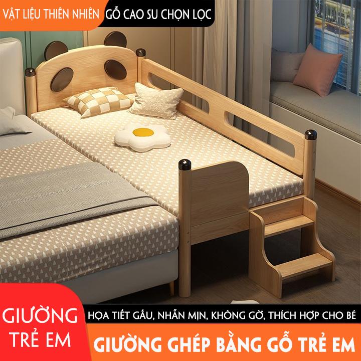  TOPKIDS Giường Ghép Cho Bé Kèm Đệm Gấu Trúc Đáng Yêu Chịu Lực 150Kg Gỗ Thông Tự Nhiên Kích Thước 150x60x40cm Hàng Chính Hãng 