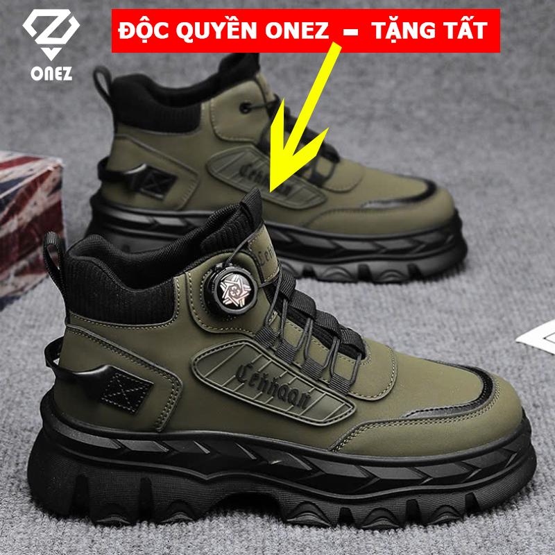 Giày nam cao cổ ONEZ giày boot nam nút vặn đế cao su ZH631 chống thấm nước, chống trượt, tăng chiều cao
