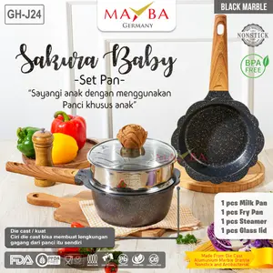 [PROMO] Mayba Panci MPASI Set Lengkap Hitam (BONUS STEAMER PENGUKUS) aluminium frypan