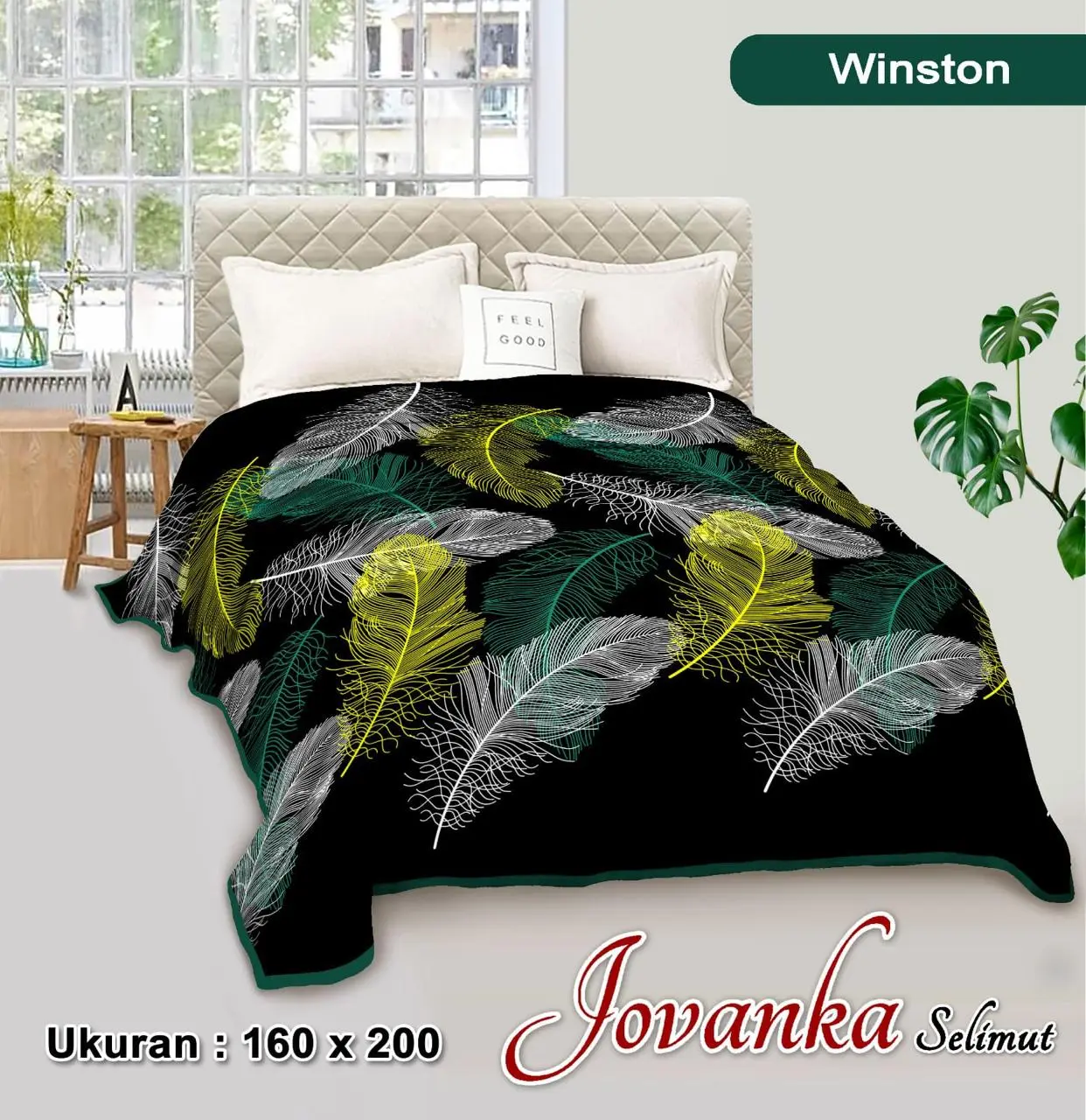 Jovanka Selimut Bulu Halus Motif Untuk Tempat Tidur
