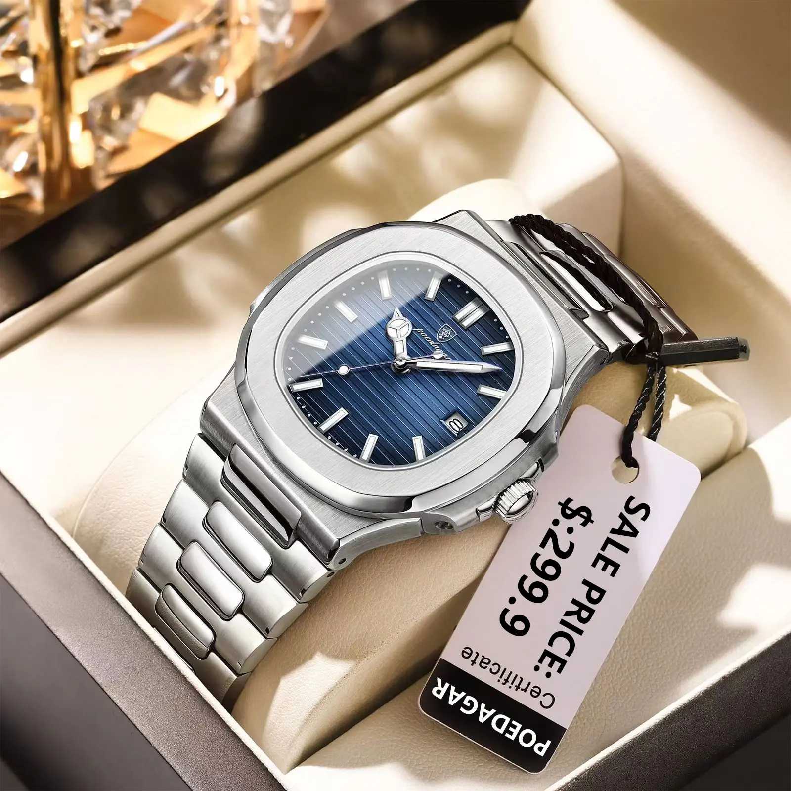 POEDAGAR Watch Fashion Original Swiss Quartz Men Watch Waterproof Korean Version Fashion Steel Watch Luxury Waterproof Non Automatic Mechanical Men's Wristwatch relo for men