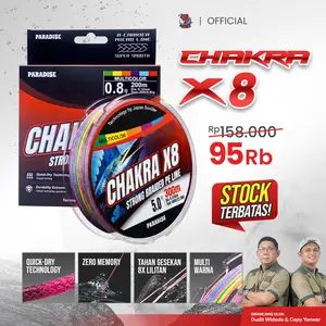 Paradise Senar Pancing PE Chakra X8 150M-300M Multi Color Senar Pancing Joran Kuat Anti Kusut Super Halus & Cepat Kering Teknologi Jepang 8X Lebih Kuat Quick-Dry Technology | SPC
