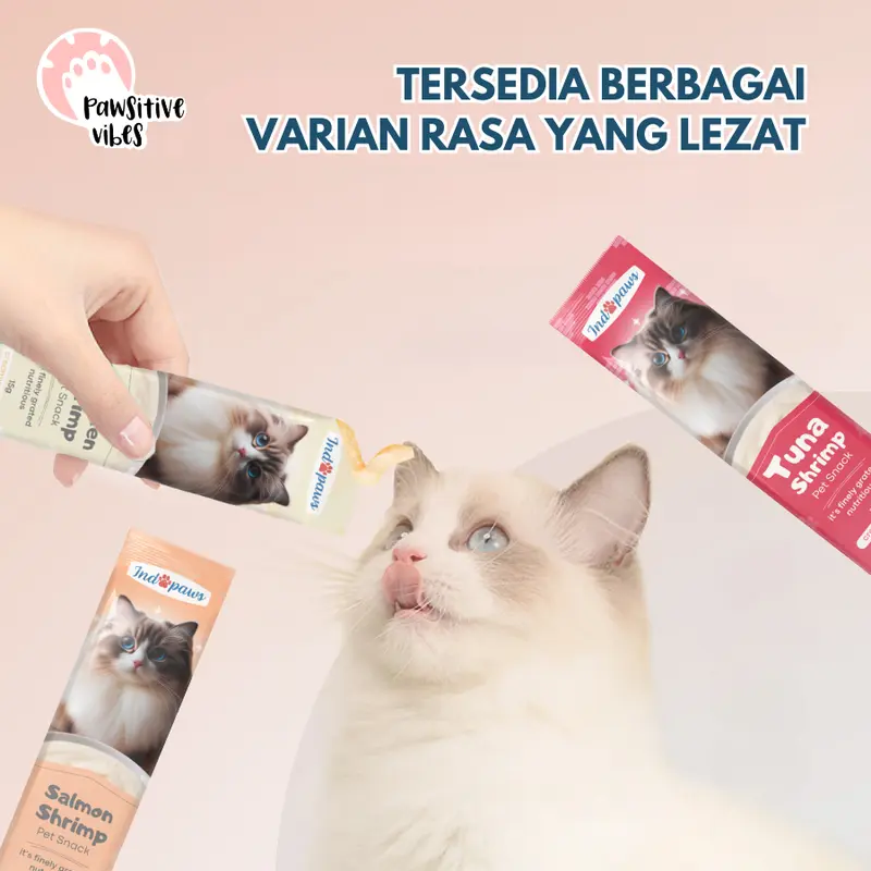 Pawsitive Vibes cat snack creamy isi 50pcs cemilan hewan makanan kucing sehat bergizi alami cat snack food 2