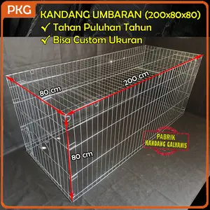 Kandang Umbaran Galvanis Besar 200cm Untuk Ayam Jago Bangkok, Kurungan Umbaran Jumbo 2 Meter Murah