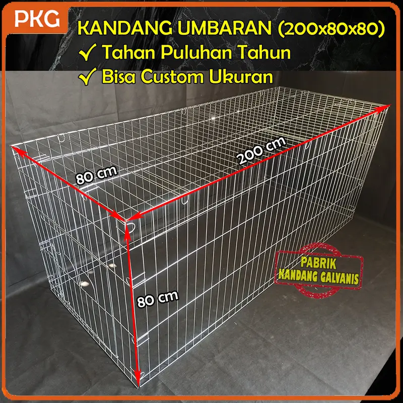 Kandang Umbaran Galvanis Besar 200cm Untuk Ayam Jago Bangkok, Kurungan Umbaran Jumbo 2 Meter Murah 0