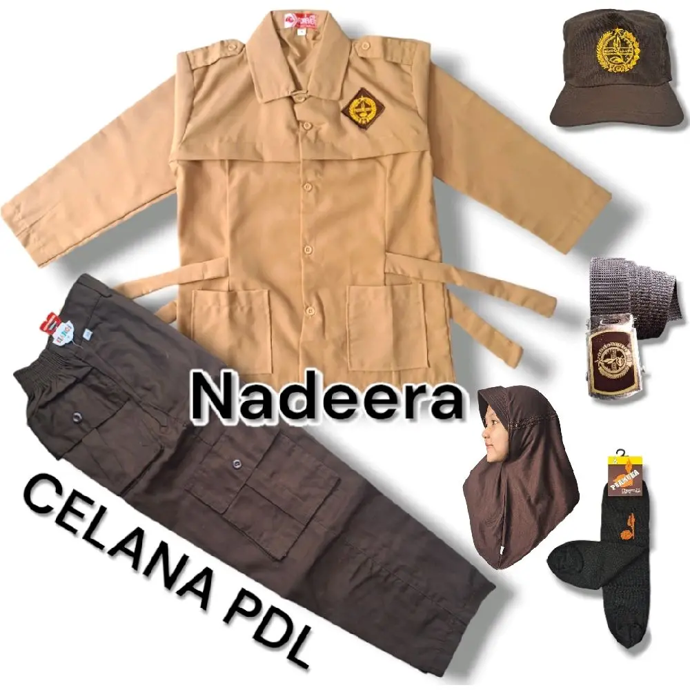 Setelan Seragam Sekolah Sd Baju Pramuka Tali Anak Perempuan Celana PDL Pramuka Panjang