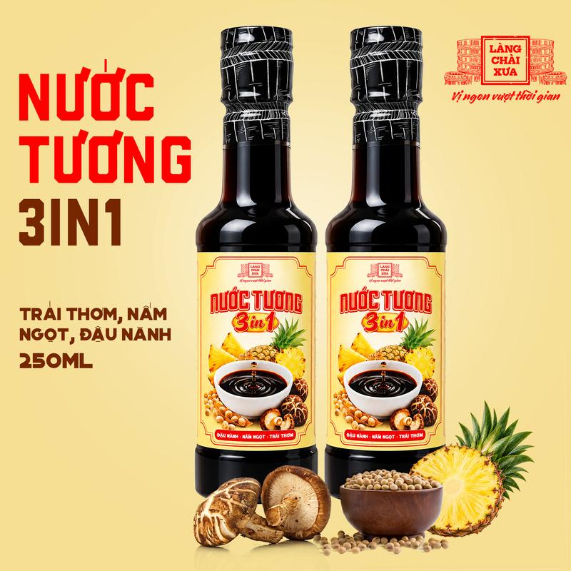 Nước tương Làng Chài Xưa 3 trong 1 từ đậu nành nấm ngọt trái thơm chai nhựa 250ml