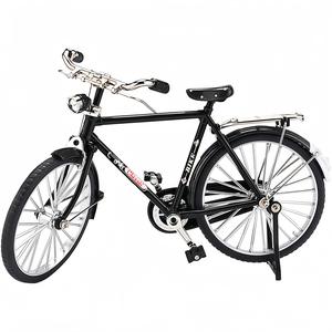 Modelo mini de bicicleta retro a escala 1:10, juguete vintage fundido en metal con pedales flexibles, decoración coleccionable para escritorio, regalo para entusiastas de autos, adorno de bicicleta retro