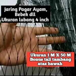 Jaring pagar unggas 1 M X 50 M bonus tali tambang atas bawah