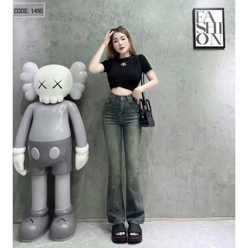Quần bò jean nữ ống loe co giãn suông rộng jeans cạp cao, cao cấp. siêu hack dáng Hottrend Ong Women | BigBuy360 - bigbuy360.vn Quần bò jean nữ ống loe co giãn suông rộng jeans cạp cao, cao cấp. siêu hack dáng Hottrend Ong Women | BigBuy360 - bigbuy360.vn