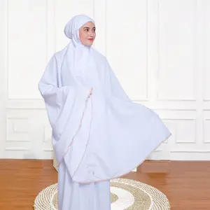 Mukena Putih Polos Premium Bahan Katun Adem Mewah Elegan Dewasa 2 in 1