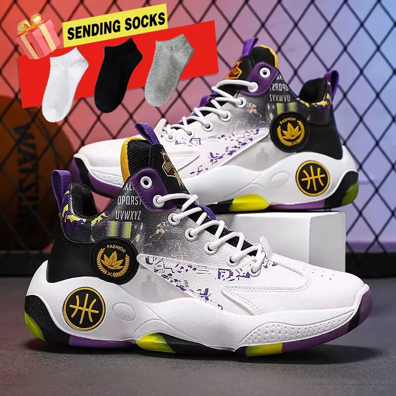 READY STOCK Basketball Shoes For Men New Fashion Korean Rubber Shoes High Quality Waterproof Sneakers High Top Casual Shoes