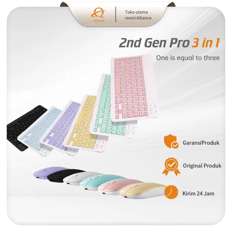 Wireless Bluetooth Keyboard + Mouse Combo Bluetooth Keyboard 10 Inch For iPad Windows Lampu Laptop