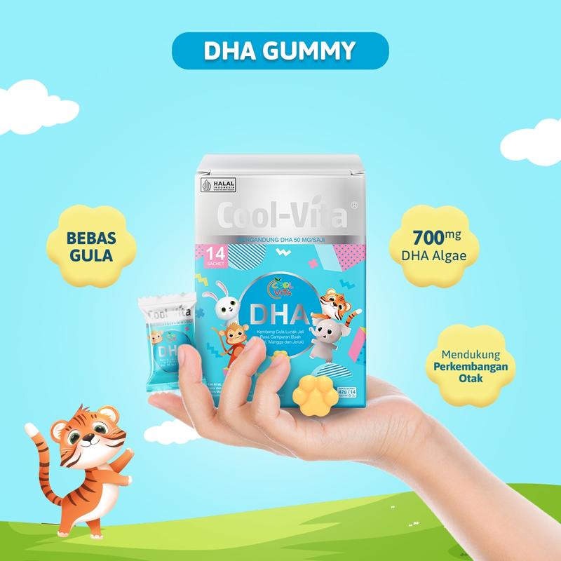 [EXCLUSIVE YUXI] 2 Box Coolvita DHA Gummy Buah Mix Apel, Mangga, dan Jeruk (Total 28 Gummy) + 1 Botol Calcium Chewable (Total 30 Tablet) | Suplemen Anak (Mulai 3 Tahun) dan Dewasa | Dukung Tumbuh Kembang Otak, Tulang & Gigi Secara Optimal 1