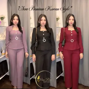 Aera Set Korean Premium Korean style | Setelan Atasan dan Celana Panjang | Knit Rajut Premium Nyaman