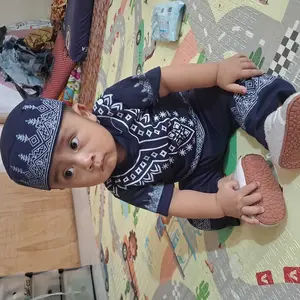 Baju Celana Setelan Koko Bayi Baju Bayi Muslim Ramadan Lebaran Bonus Peci Usia 3-12 Bulan Azzahra Baby and kids