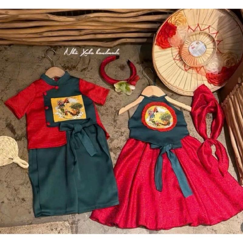 Set yếm cho bé g đi chơi trung thu chơi tết, set đồ bé gái áo yếm+quần