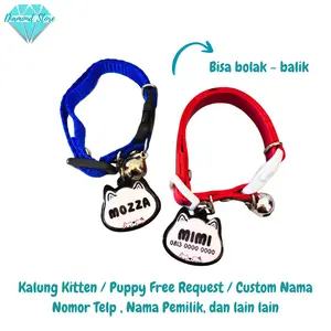 (KHUSUS KITTEN / PUPPY) Kalung Kucing Anjing Custom Nama Motif Kepala