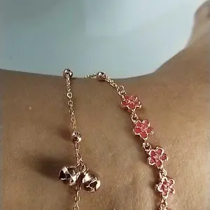 (Bebas beli 2 dapat bonus) G01 COD gelang kaki Lonceng Bunga Persik manis 2 layar titanium