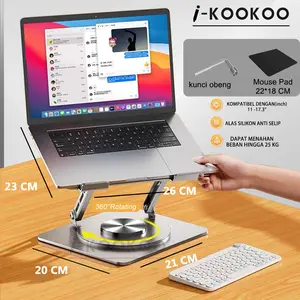 i-kookoo Stand Laptop Rotasi 360° Aluminium Laptop Stand Portable Fold Holder For 11-17.3" inch Laptop Tablet For iPad MacBook Stand dudukan laptop