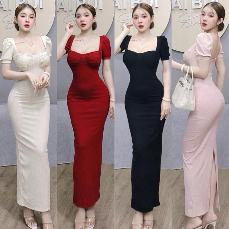 D627 - Đầm Body Tay Bồng Bút Chì Mai Bùi Store Có đệm v1
