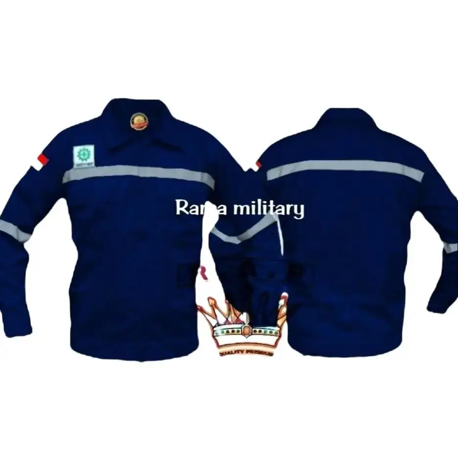 Wearpack atasan proyek safety/baju apd baju bengkel las tekhnisi tambang Poliester Katun Seragam Kerja Panjang Polos Biru Navy Putih hitam dll