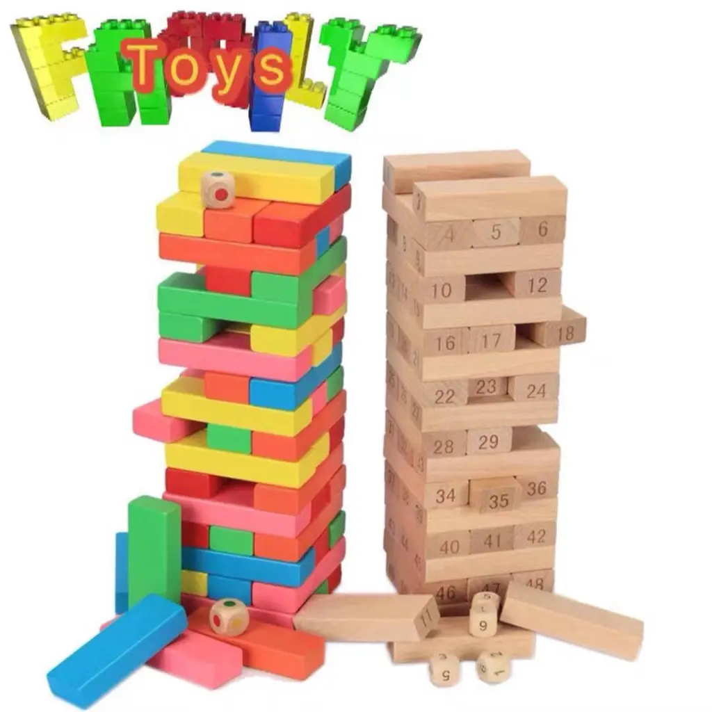 Rice Wooden Wiss Toy Building Blocks Jenga (54pcs) 29cm - TikTok Shop ...