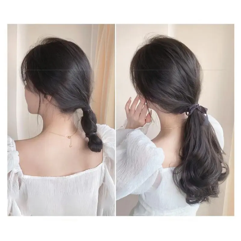 Tóc Giả Đuôi Ngựa Ngắn, Thời Trang, Dành Cho Nữ, Tóc Giả Gợn Sóng Lớn, Tóc Giả Xoăn Dài, Có Kẹp, Tóc Đuôi Ngựa Giả 7