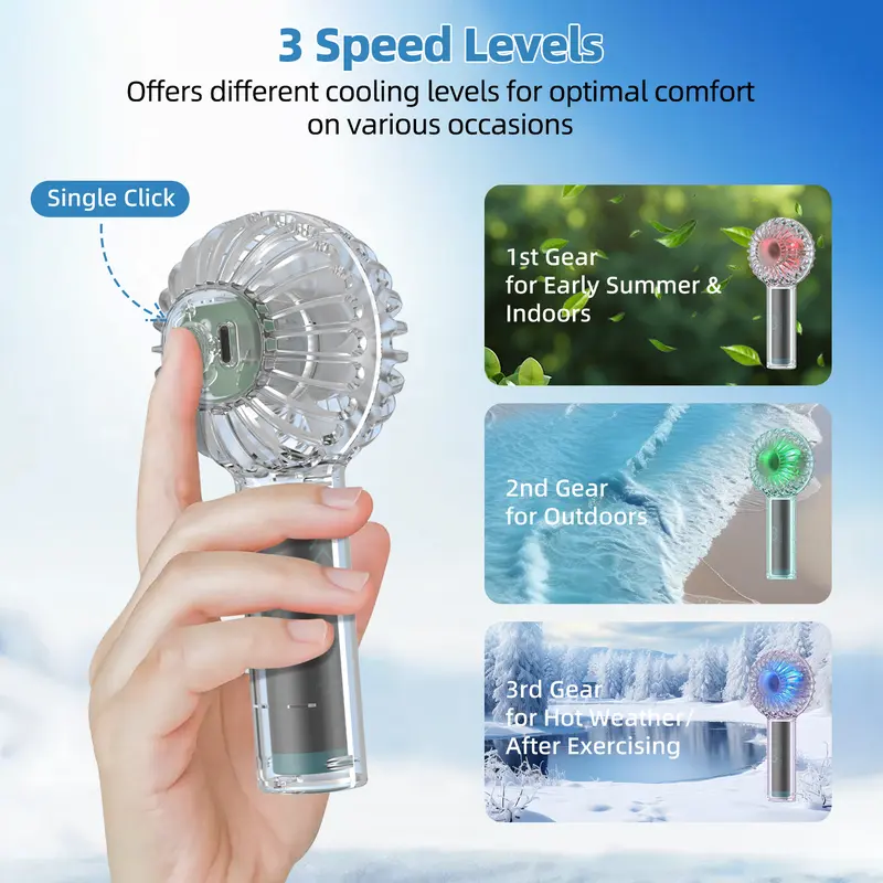 GOOJODOQ KIPAS ANGIN LED Light Kipas Mini GENGGAM Cute / Kipas Lipat PORTABLE / Mini Fan 8