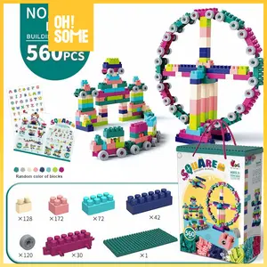 Oh!Some [COD] Mainan Brick Balok Susun Anak DIY 560 pcs Bahan ABS Kuat Tahan Lama Kotak Toys square  building