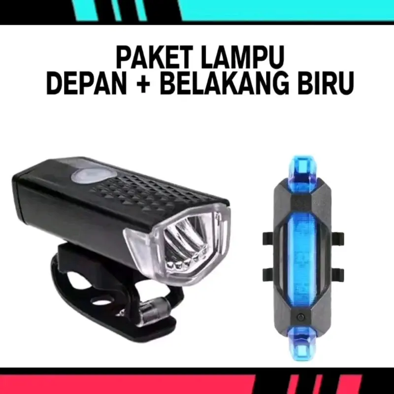 Satu Set Lampu Sepeda Depan Dan Belakang 2in1 Rechargeable 3