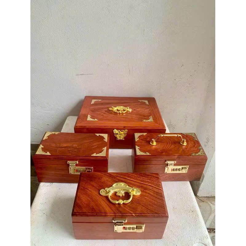 Hộp đựng tiền tiết kiệm hộp đựng vàng bằng gỗ Hương có khóa mật mã đổi được mật khẩu