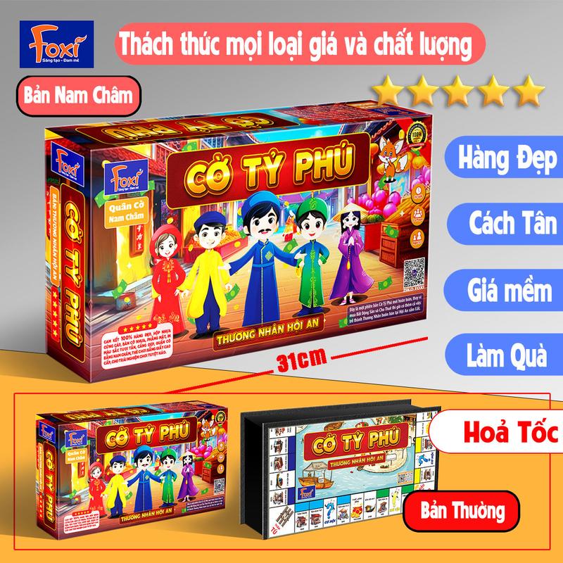Bộ Cờ Tỷ Phú-Tỉ Phú Nam Châm Foxi-Thương nhân Hội An-monopoly-Size 31-36cm-Đồ Chơi Trí Tuệ Luyện Khả Năng Kinh Doanh Board Game Cờ