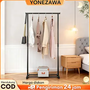 YONEZAWA COD Rak Gantungan Baju Pakaian Serbaguna Gantungan Baju Single Dan Double Stand Hanger Stand Hanger Single Rak