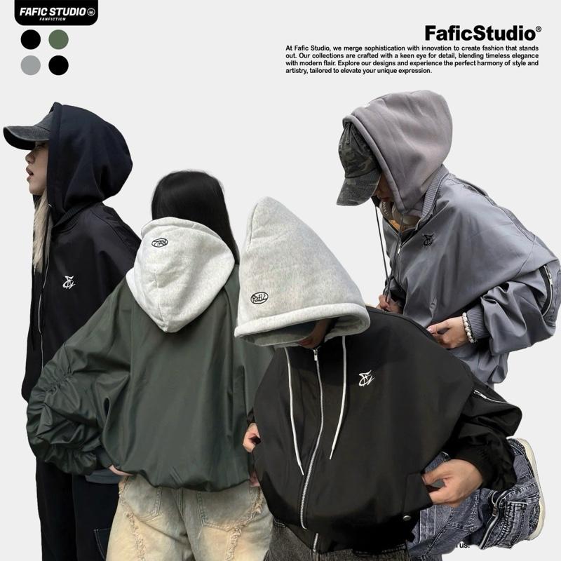 Áo Bomber nam dù NÓN Zipper Jacket HAT Signature hình thêu 3D tay nhúm form Boxy Dài Tay Menswear