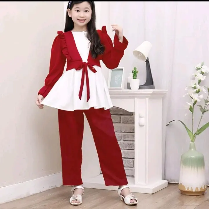 Stelan rompi anak stelan baju anak perempuan baju virall baju muslim 1-12 tahun Setelan Nyaman Katun