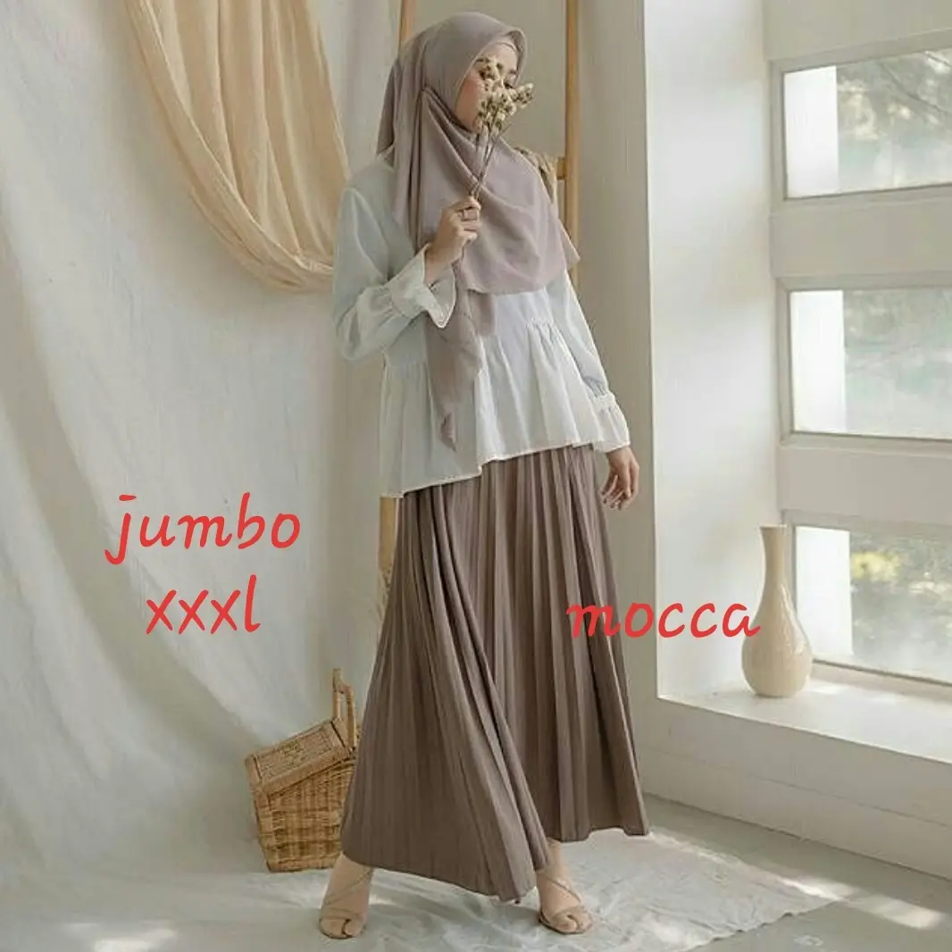 Rok Plisket Premium Bahan Hyget Muslim Panjang Tebal Wanita Bawahan