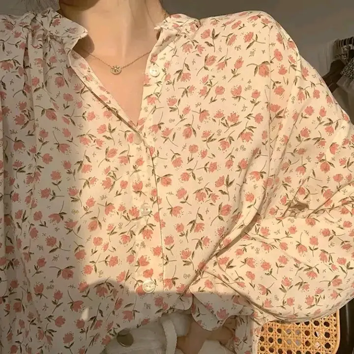 Blouse Yejin Bunga-Bunga/Blouse Bunga Korean/Blouse Yejin Oversize/Kemeja Yejin Oversize