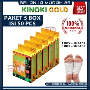 SALE 5 Box isi 50 PCS Kinoki Gold Detox Foot Pads Koyo Penyerap Racun Dalam Tubuh Secara Alami - BELANJA MURAH 89