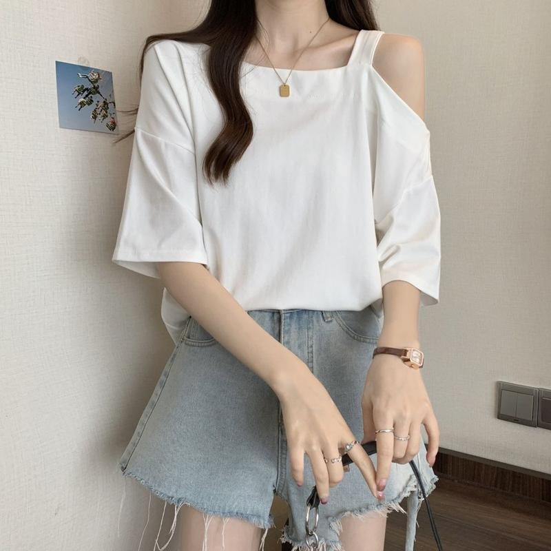 Atasan Wanita Dewasa Import Polosan Tali 1 Off Shoulder Kekinian Korean Style 7