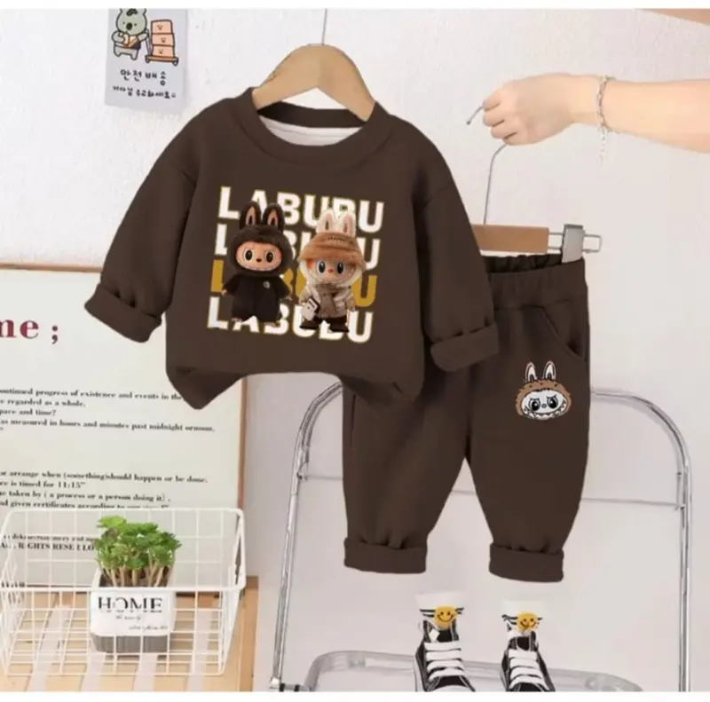 Setelan Baju Anak Perempuan Dan laki-laki Set Sweater Anak Fashion Baju dan Celana Bahan Babyterry 3