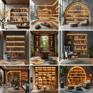 Latar Belakang Studio Siaran Langsung  HD Minimalis Mewah Baru untuk Penyiar Kain Dekorasi Foto dan Siaran Live untuk Influencer dengan Desain Modern dan Iluminasi Menawan