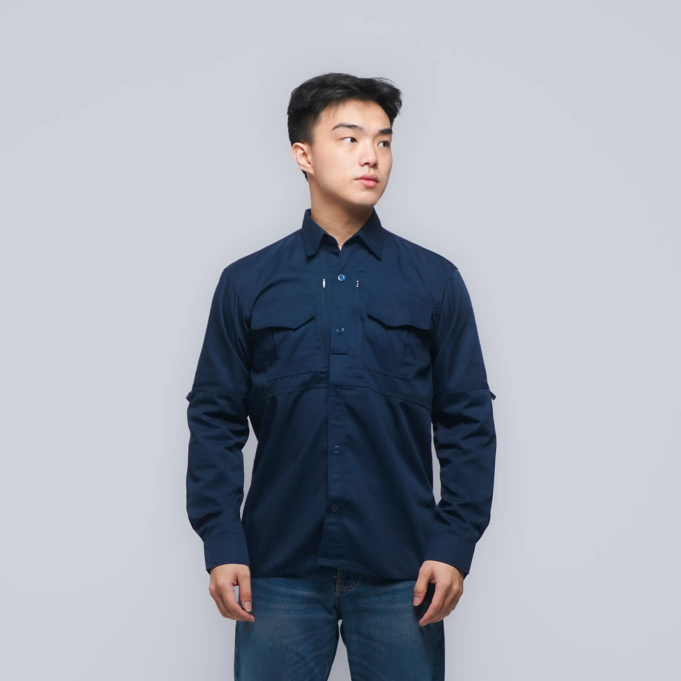 Eliter Workwear - Baju Tactical Warna Navy PDH Lengan Panjang Seragam Kerja PDL Lapangan Hem Atasan Tactical Outdoor