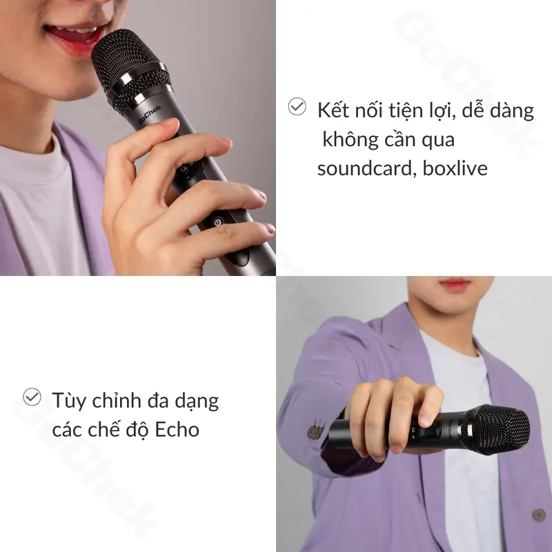 [GOCHEK] Micro hát đa năng GoChek HH24, Mic hát livestream, Mic karaoke không dây kết nối đa thiết bị. 5