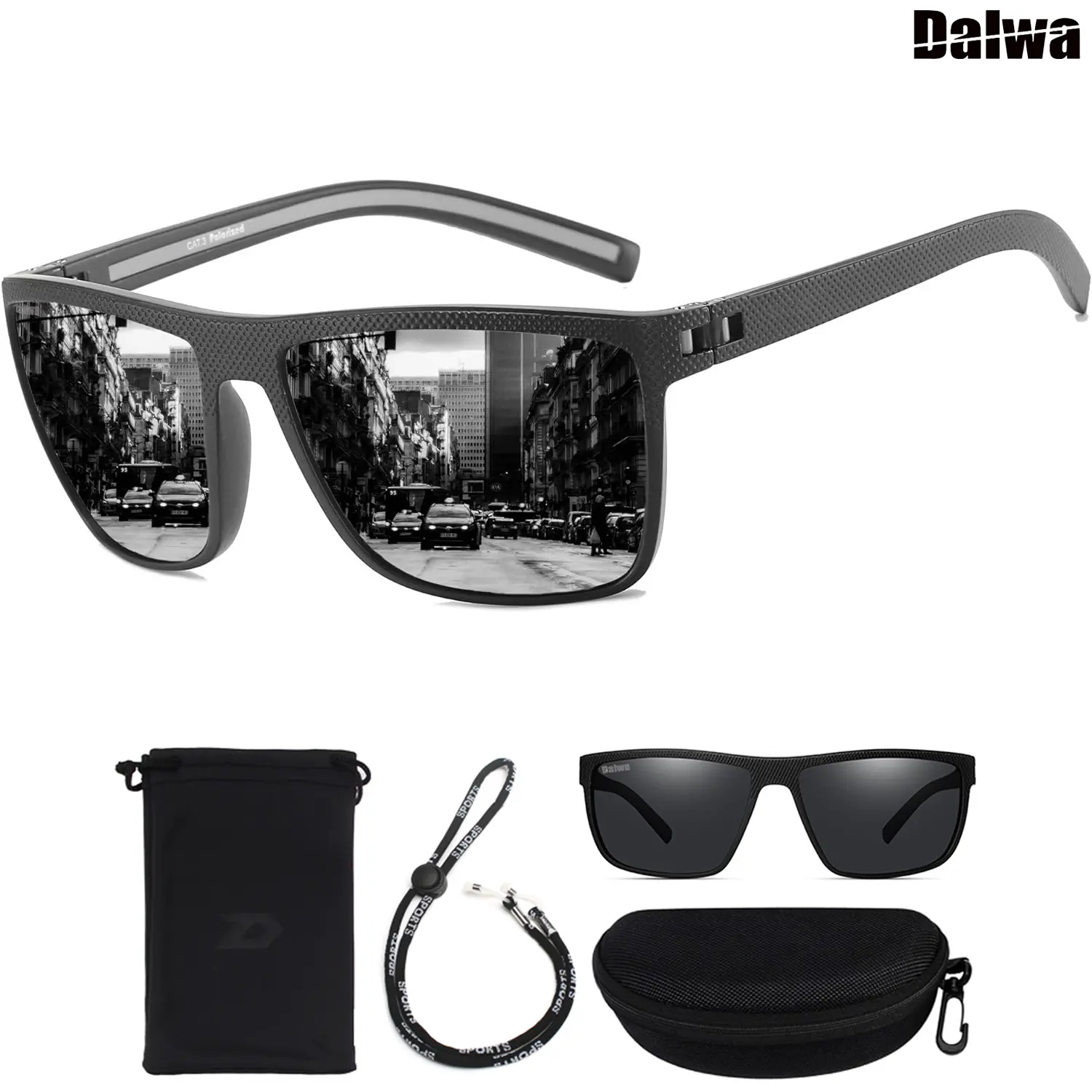 [Flexible Fit All Head Size] Dalwa Polarized Fishing Sunglasses Men's Driving Shades Male Sun Glasses Hiking Fishing Classic SunGlasses UV400 Eyewear Outdoor Sports